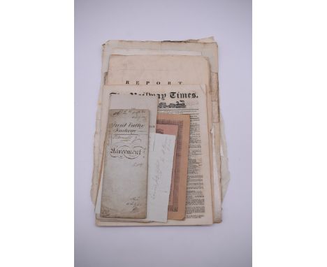 RAILWAY EPHEMERA:&nbsp;collection of approx 10 items, railway ephemera, to include: manuscript agreement relating to Trent Va