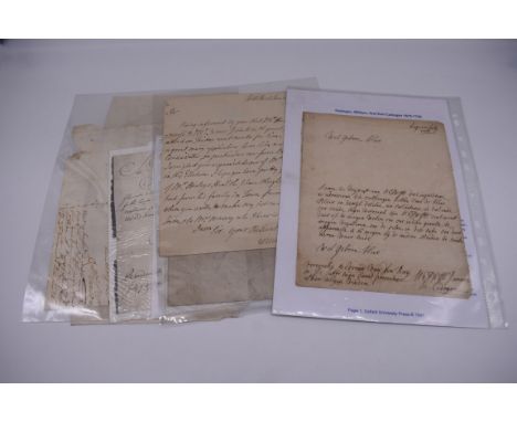 MANUSCRIPTS, 17TH-18TH CENTURY:&nbsp;group of 6 items, to include letter entire dated 25.7.1714, addressed to one Edward Roop