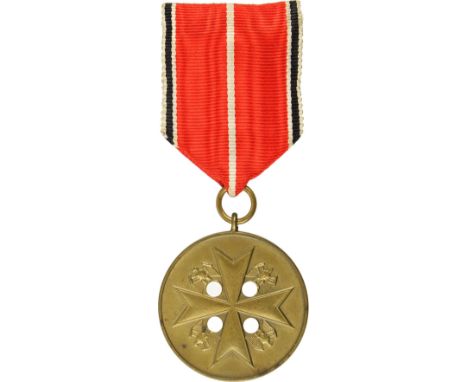 Deutscher Adler-Orden, Deutsche Bronzene Verdienstmedaille, 38mm, Blockschrift. Medaille Bronze, der Bandring punziert mit He