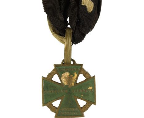 Armeekreuz - Kanonenkreuz 1813/1814,  Mannschaftsausführung, Bronze, am (zerschlissenen) Originalband. - Zustand II