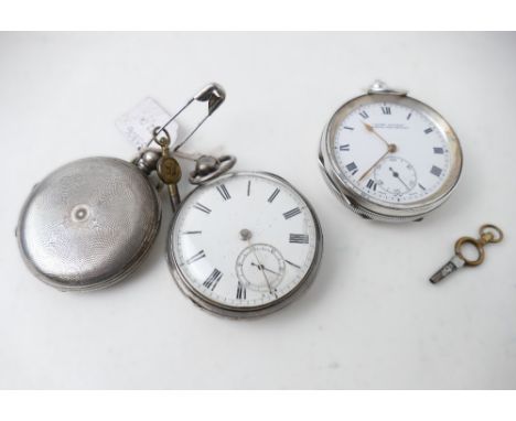 H Samuel Acme Lever sterling silver pocket watch with key (in working order), silver pocket watch with 1982 hallmark and anot