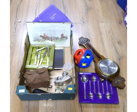 Barometer, vintage Fisher Price baby toy, Viners cutlery etc