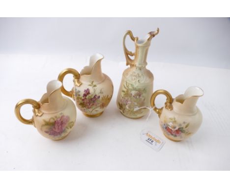 Three Royal Worcester blush flat back jugs and another made in Austria (some AF)