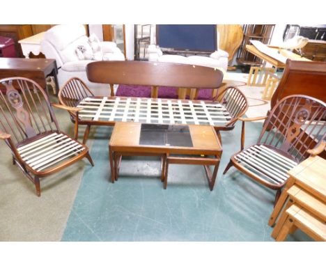 Ercol settee and two armchairs
