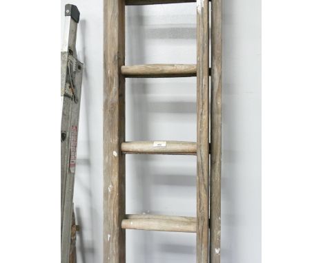 Vintage wooden extending ladders 