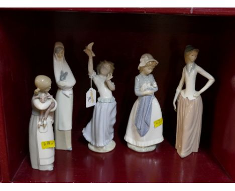 Five Lladro and Nao figurines