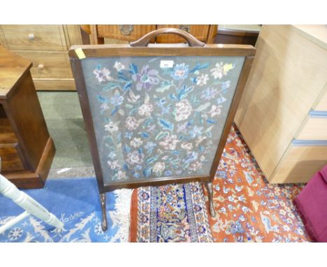 Tapestry embroidered fire screen 