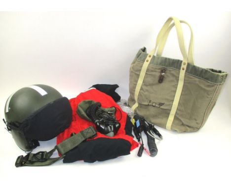 PILOT HELMET, plus jumpsuit and related sundries, with bag. (Qty)