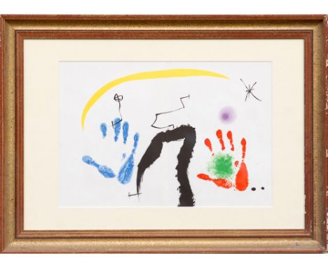 JOAN MIRO, 'Hands', original colour lithograph, 1971, Mourlot ref: m.341, printed by Mourlot, 38cm x 55cm, framed and glazed.