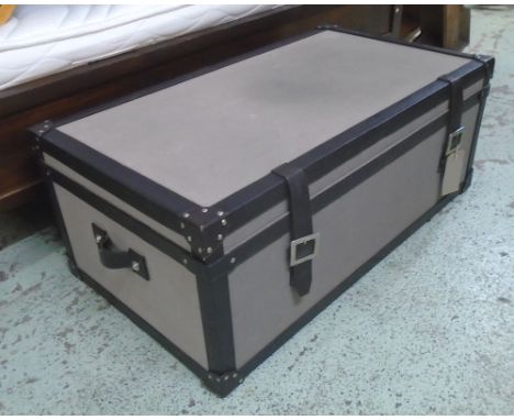 TRUNK/LOW TABLE, canvas with straps and buckles. (with faults)