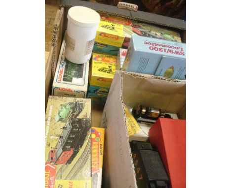 A box of 00 gauge to inc. Bachmann locomotives, Atheann boxed miniatures HO etc