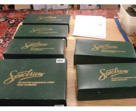 Six boxed Bachmann Spectrum locomotives, tenders & rolling stock to inc. Two truck Shay locomotive, combine cars, & box cars