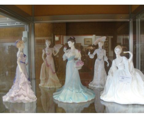 Five Coalport ladies: 'Age of Elegance', 'The Ball', 'First Waltz', 'Lady Francis', 'Evening Opera'