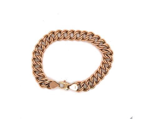 A VINTAGE 9ct OLD GOLD DOUBLE LINK CURB BRACELET. LENGTH 20cms. DATED 1989, LONDON. WEIGHT 10.02grms.