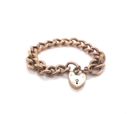 A VINTAGE 9ct HALLMARKED OLD GOLD HALF ENGRAVED NIGHT AND DAY CHARM BRACELET, COMPLETE WITH SAFETY CHAIN AND PADLOCK. LENGTH 