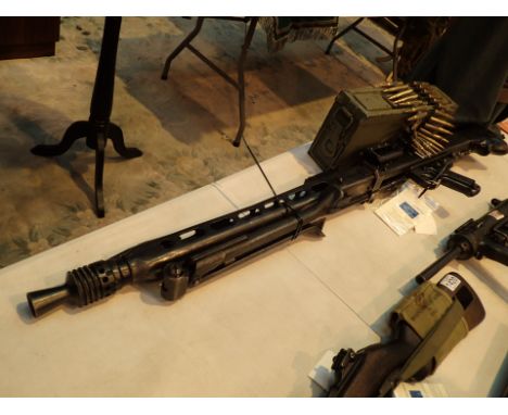 German MG3 machine gun serial no M38857 with ammunition box and deactivated bullets with current deactivation certificate 7.9