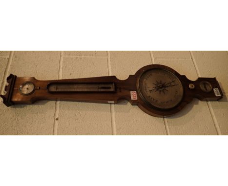 Walnut cased banjo barometer thermometer by S Blomfield of Lowestoft ( engraved Lowestoff )