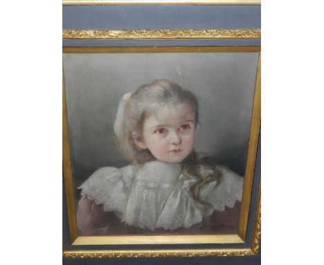 J. Bernardo, Portrait of a Young Girl, oil on canvas, signed and dated 1903 to lower right. H. 55cm W. 46cm