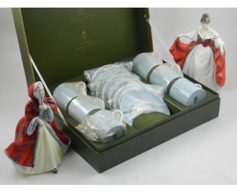 A boxed limited edition Royal Doulton porcelain figurine, Elizabeth II together with two others Sara, Rachel and a boxed Roya