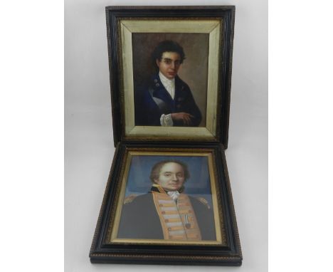 19th century school, of Maritime interest. A portrait of Captain William Bligh, Lieutenant of the HMS Bounty, framed, togethe