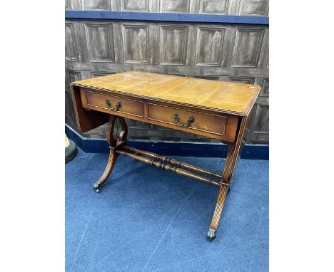 REPRODUCTION SOFA TABLE, with lyre supports, 92cm wide