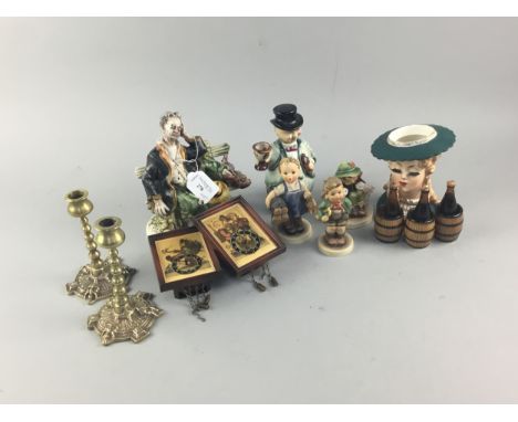 HUMMEL FIGURE OF A BOY WITH RABBITS, along with two further Hummel figures, Capo di Monte figure, six Guiness miniatures with