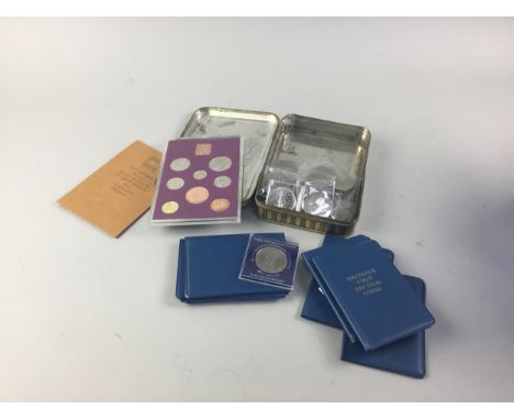 COLLECTION OF GB COINS, including crowns, first decimal coin sets, also loose coins and banknotes