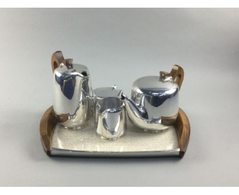PIQUOT WARE TEA AND COFFEE SERVICE, on tray
