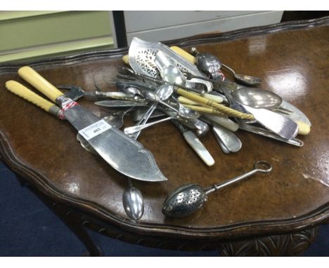 SILVER PLATED MARROW SCOOP, along with a plated cheese scoop, fish slice, two pairs of plated fish servers and a small group 