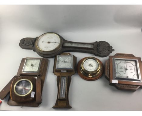 OAK WALL BAROMETER, along with other various barometers