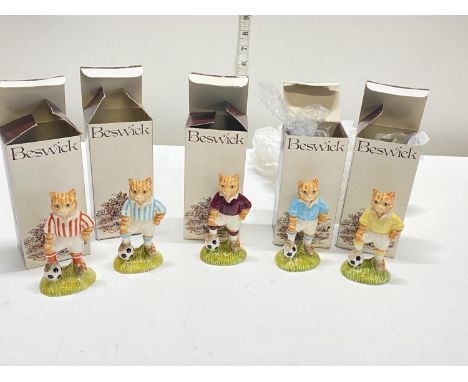 Five boxed Beswick sporting cat figurines