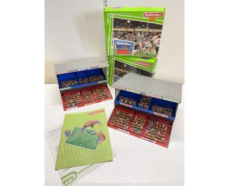 Two Subbuteo grand stands with boxes, shipping unavailable