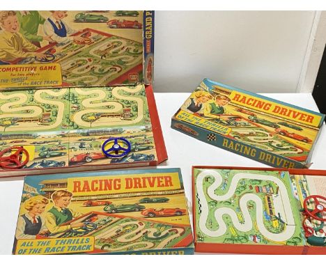 Three vintage racing driver board games by Merit