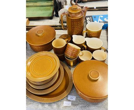 A large vintage Hornsea dinner service (Saffron) 27 pieces  shipping unavailable.