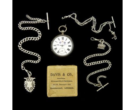 Victorian silver open face key wound lever Jubilee pocket watch, white enamel dial with Roman numerals, subsidiary seconds di
