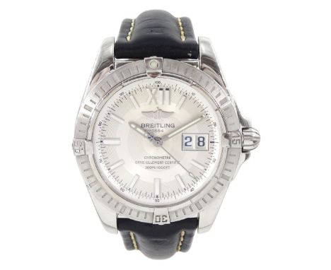 Breitling Cockpit gentleman's stainless steel chronometer automatic wristwatch, Ref. A49350, silvered dial with date aperture