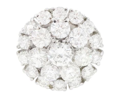 18ct white gold round brilliant cut diamond cluster ring, total diamond weight approx 5.25 caratCondition Report:Approx 9.75g