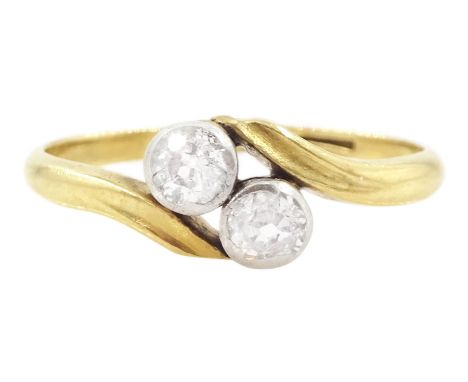 18ct gold two stone old cut diamond crossover ring, total diamond weight approx 0.30 caratCondition Report:Approx 1.8gm, test