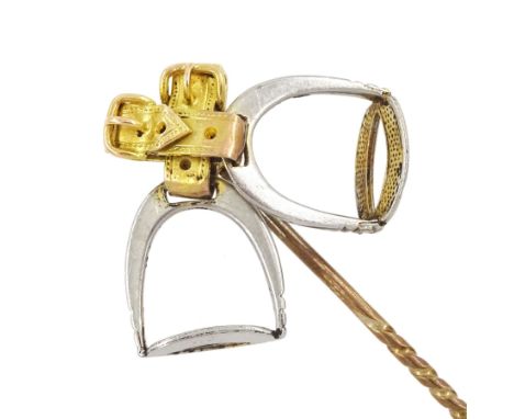 19th / early 20th century stirrups stick pin, pair of platinum stirrups, to 18ct gold bucklesCondition Report:Stirrup head on