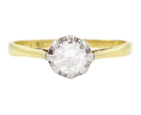 18ct gold single stone round brilliant cut diamond ring, stamped, diamond approx 0.35 caratCondition Report:Approx 2.45gm, te
