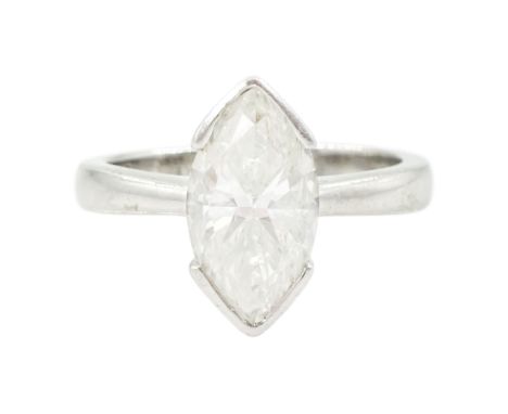 Platinum single stone marquise cut diamond ring, hallmarked, diamond 2.12 caratCondition Report:Approx 7.15gm, size K, diamon