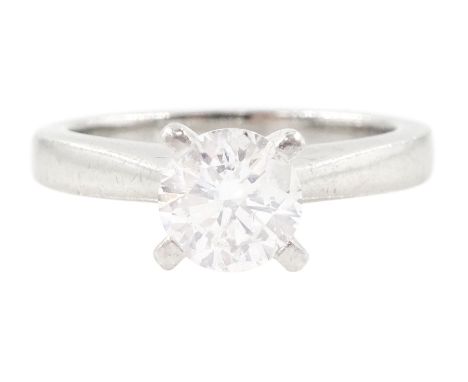 Platinum single stone round brilliant cut diamond ring, Birmingham 2008, diamond approx 0.85 caratCondition Report:Approx 6.9