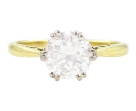 18ct gold single stone round brilliant cut diamond ring, London 1981, diamond approx 1.30 caratCondition Report:Approx 2.9gm,