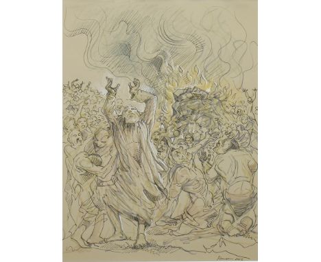 * PETER HOWSON OBE (SCOTTISH b 1958), THE HARROWING OF HELL mixed media, signed and dated 2012 40cm x 30cm Mounted, framed an