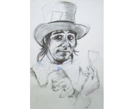 * RONNIE WOOD (BRITISH b 1947), KEITH MOON (THE MAD HATTER) giclee digital print, signed, titled and numbered 126/275 51cm x 