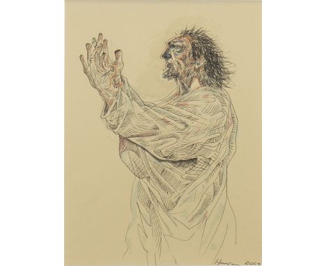 * PETER HOWSON OBE (SCOTTISH b 1958), ST ANDREW pen and ink, signed 30cm x 22cm Mounted, framed and under glass