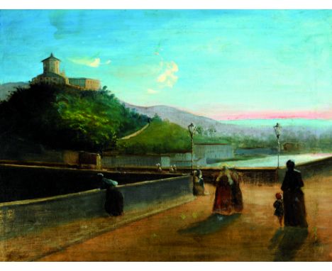 31
Luigi Arbarello (Borgaro, Torino 1860 – Torino 1823 
Veduta del Monte dei Cappuccini dal ponte della Gran Madre
Firmato in