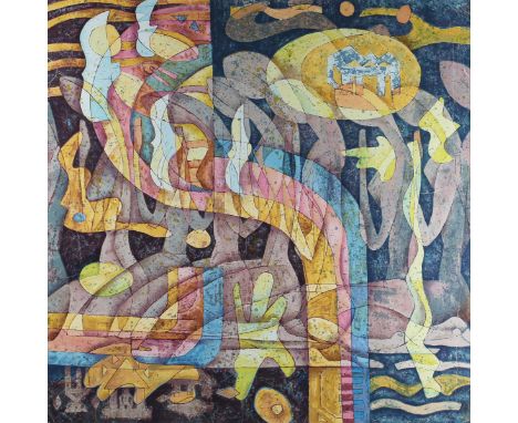 He Neng - Prayer, serigraph on rice paper, signed and editioned 273/293 in ink, 79cm x 79cm, within a gilt frame.Buyer’s Prem