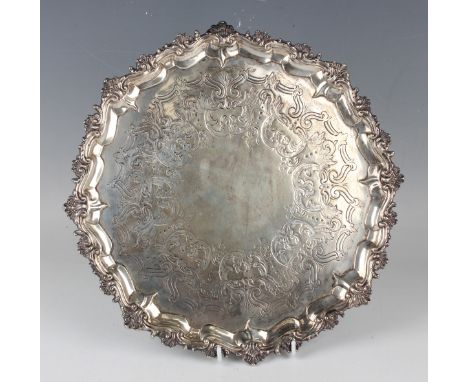 A Victorian silver salver of Tottenham Hotspur related interest, the centre engraved with a band of foliate scrolls within a 