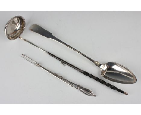 A George III Scottish silver Fiddle pattern basting spoon, Edinburgh 1811 by Francis Howden, length 33.5cm, a Victorian silve